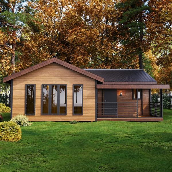 Угловой дачный домик с террасой 9х7х5 (20/24, 86%) +